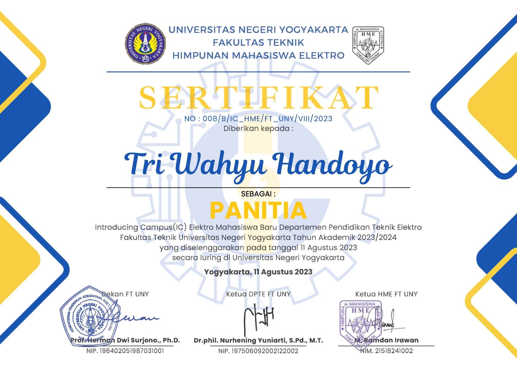 Sertifikat IC UNY