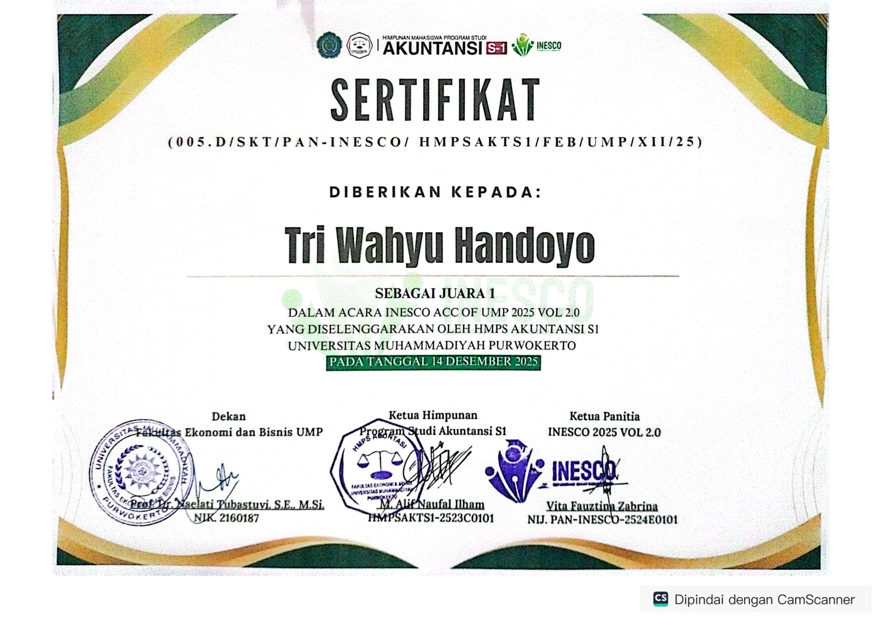 Sertifikat INESCO 2025