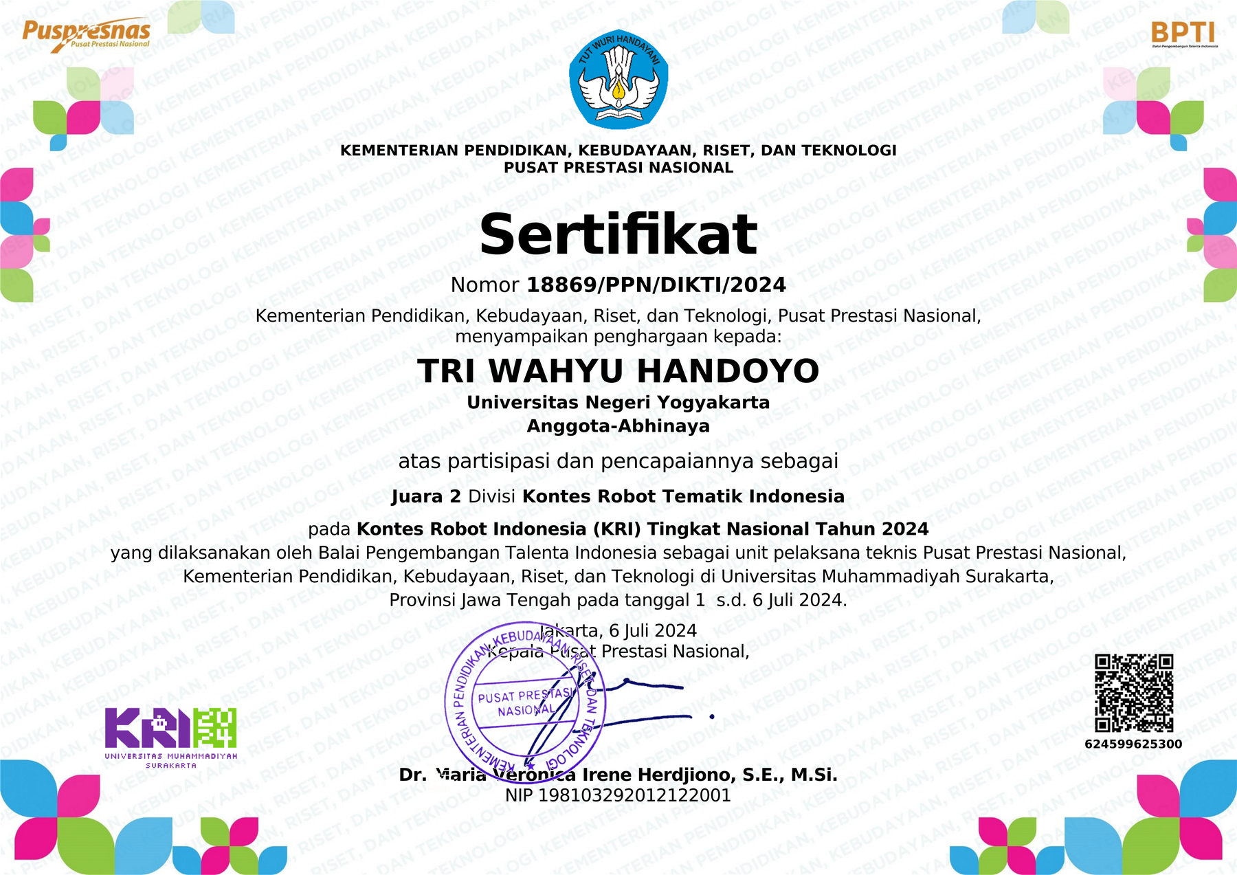Sertifikat KRTMI Nasional