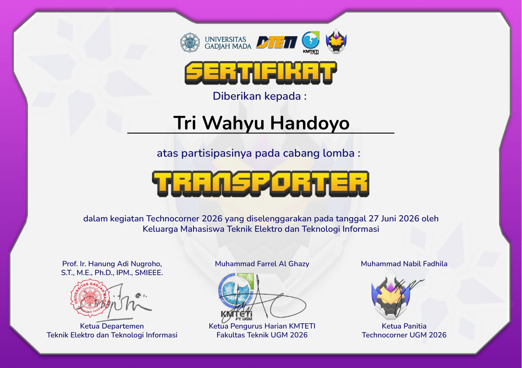 Sertifikat Technocorner UGM 2026